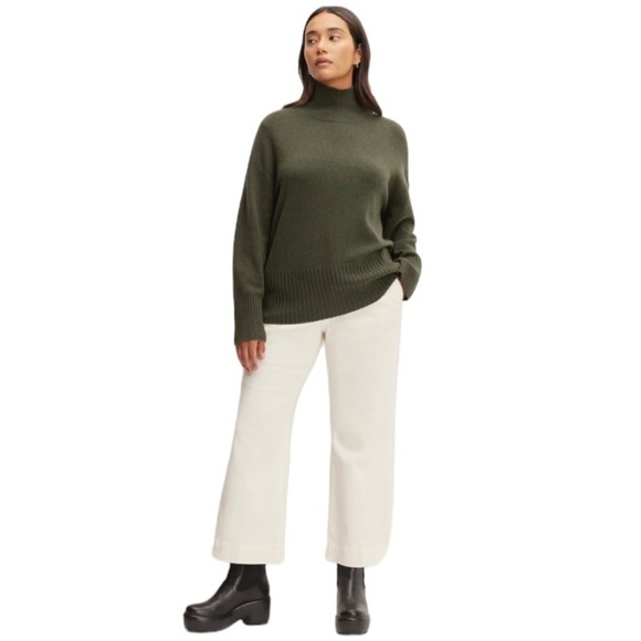 Everlane Cashmere Oversized Turtleneck Sweater Green Size XS #730 NWT - Picture 1 of 9
